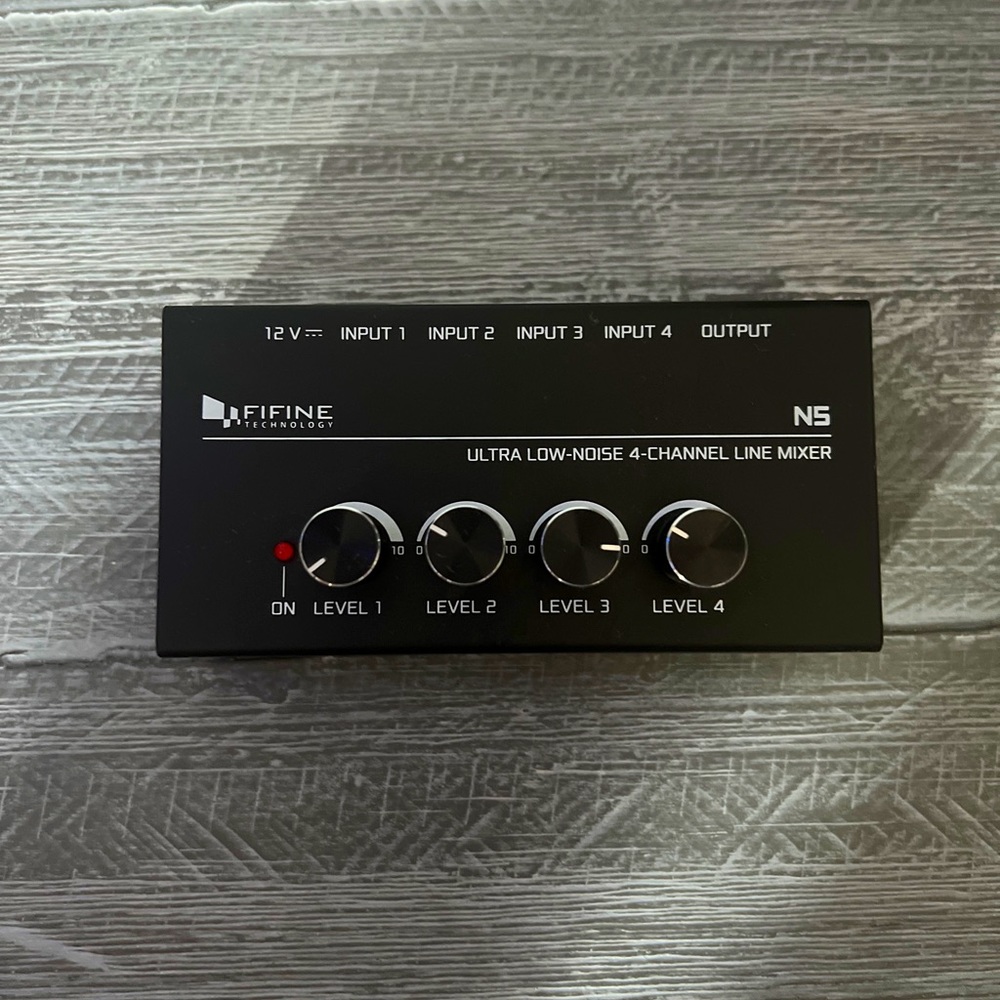 FIFINE Ultra Low-Noise 4-Channel Line Mixer for Sub-Mixing,4 Stereo Channel Mini